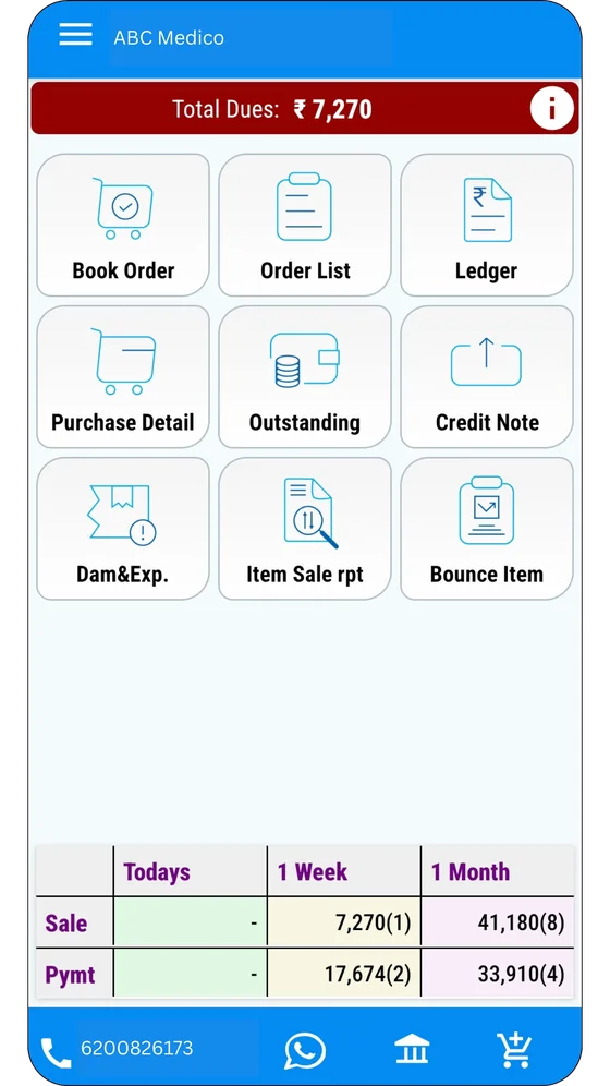 Custom ordering app home screen