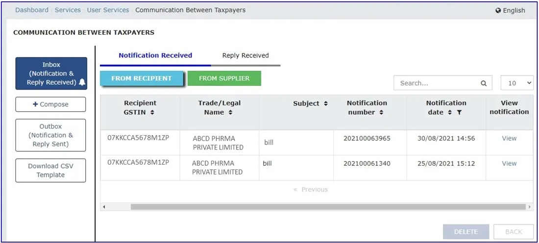 Communication between taxpayer